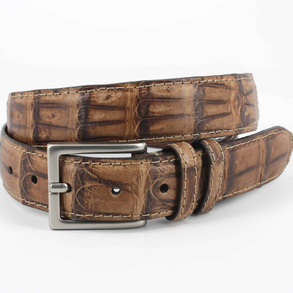 Torino Leather Vintage South American Caiman Belt Saddle