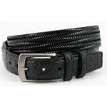 Torino Leather Woven & Caiman Leather Belt Black