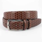 Torino Leather Woven Belt Cognac