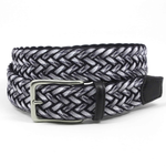 Torino Leather Woven Cotton Elastic Belt Gray / Multi