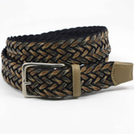 Torino Leather Woven Cotton Elastic Belt Navy / Multi