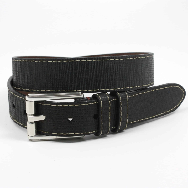Torino Leather Woven Embossed Calfskin Black