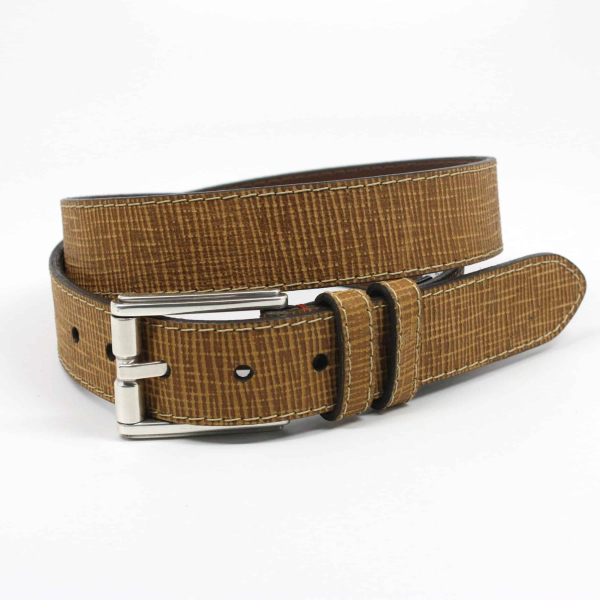 Torino Leather Woven Embossed Calfskin Tan