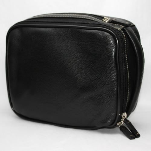 Torino Leather Zip Travel Kit Tumbled Leather Black