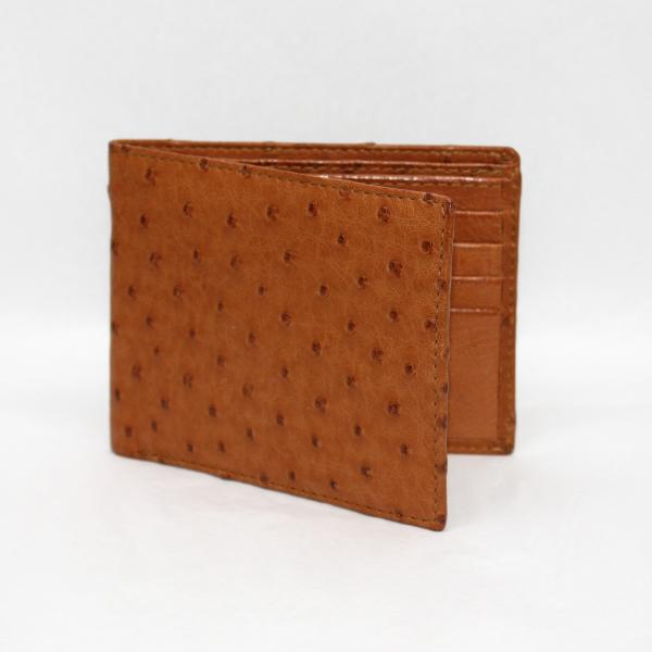 Torino Leather Genuine Ostrich Billfold Wallet - Saddle