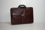 Torino Leather Portfolio Brief in Tumbled Leather - Burnished Brown
