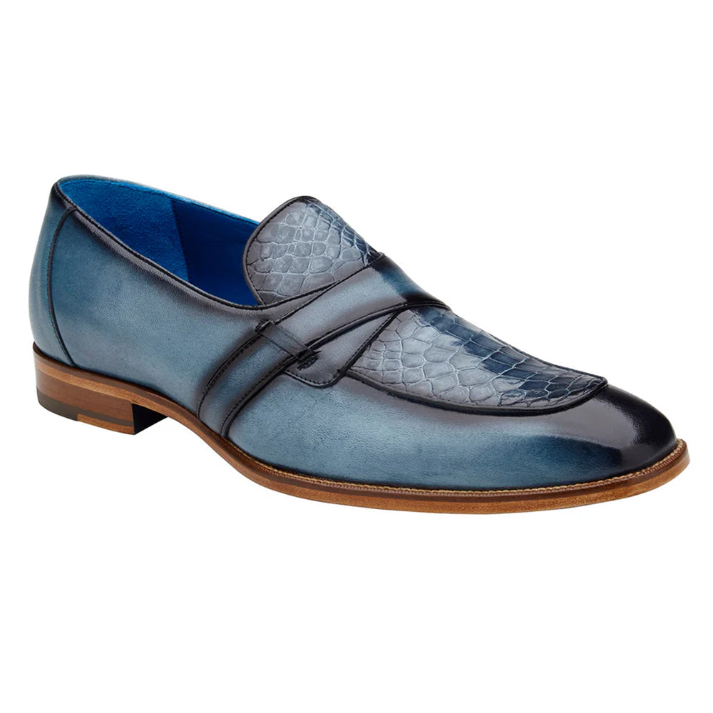 Belvedere Tornado American Alligator Loafer Ant. Blue Jean (R74)