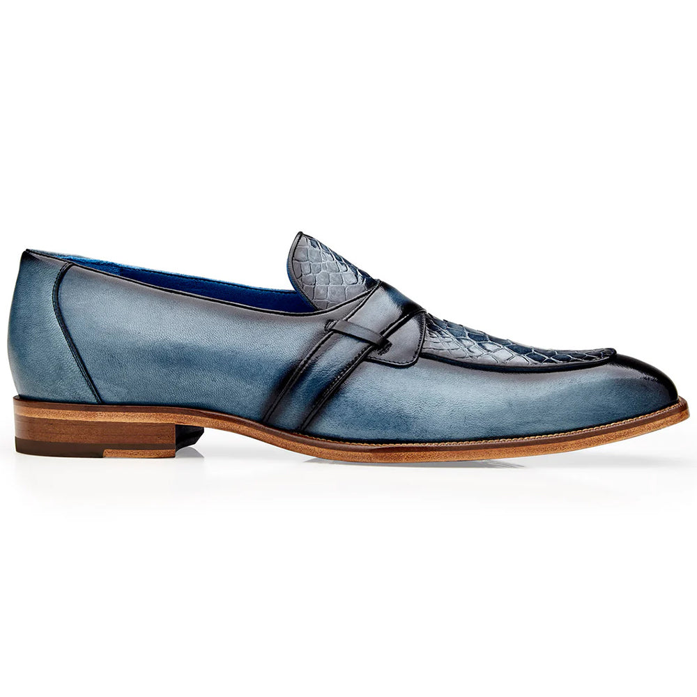 Belvedere Tornado American Alligator Loafer Ant. Blue Jean (R74)