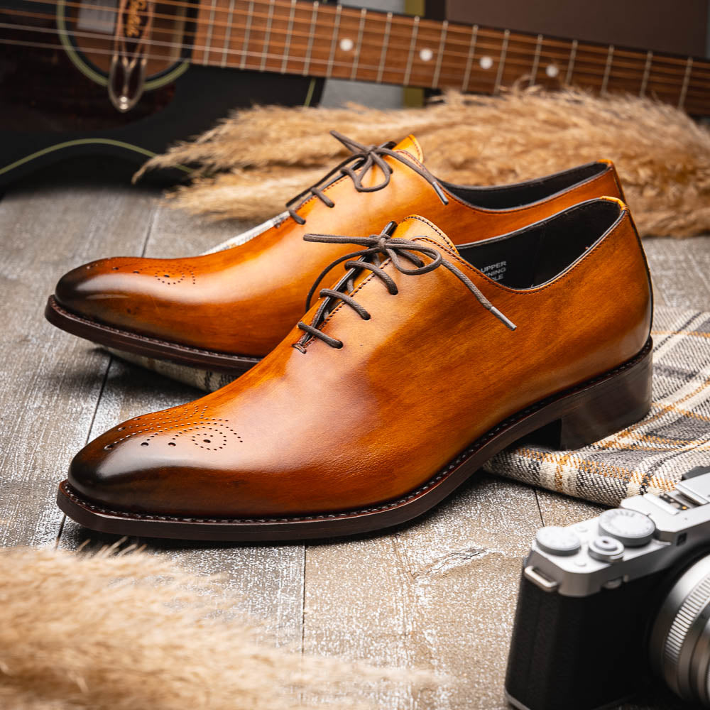 Calzoleria Toscana Torre Wholecut Dress Shoes Dark Caramel