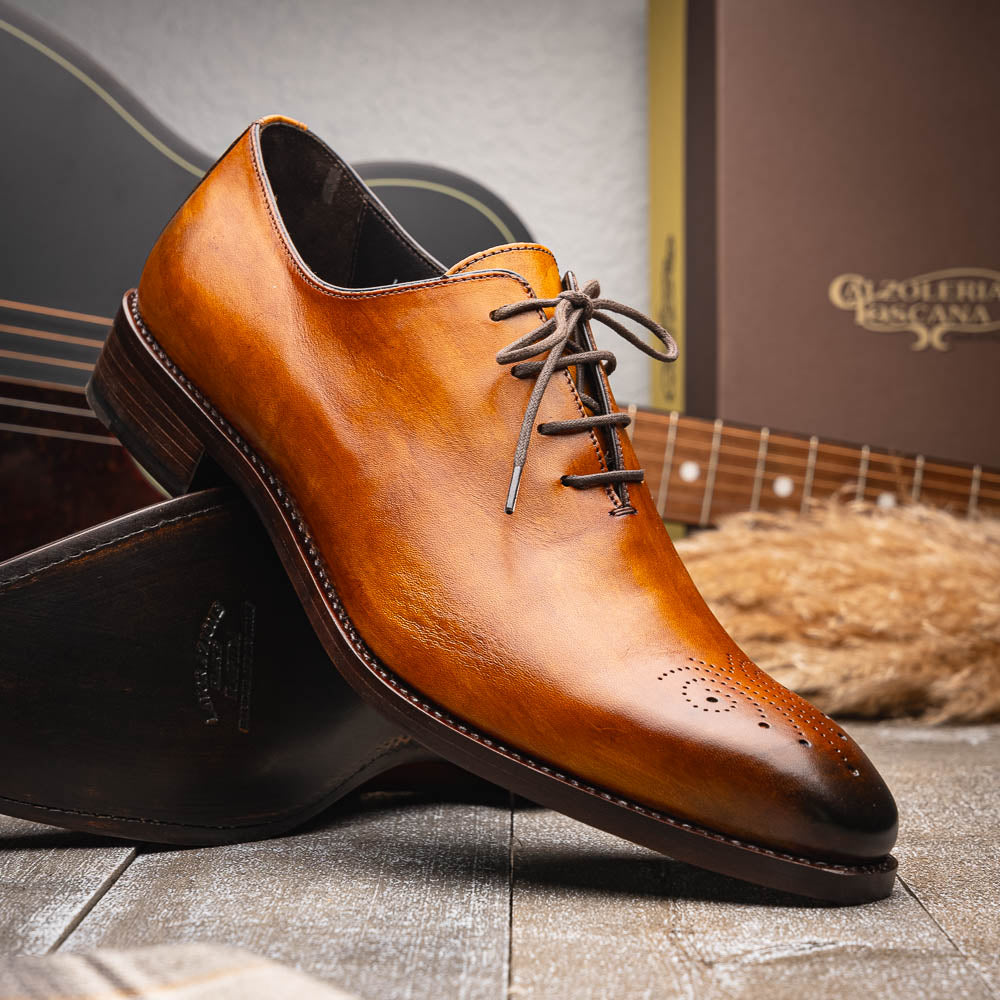 Calzoleria Toscana Torre Wholecut Dress Shoes Dark Caramel