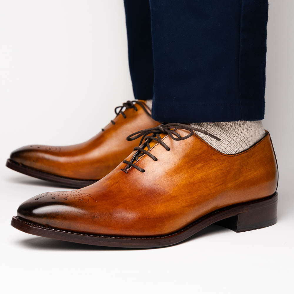 Calzoleria Toscana Torre Wholecut Dress Shoes Dark Caramel