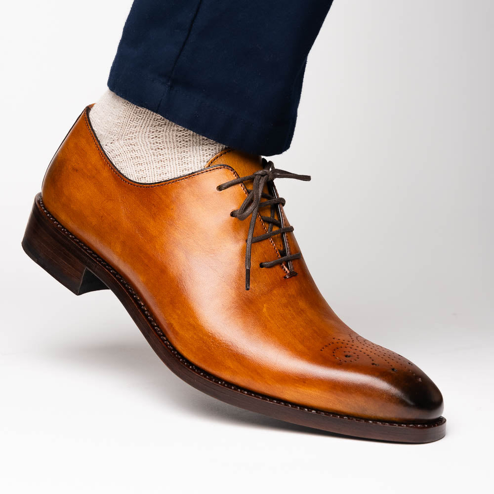 Calzoleria Toscana Torre Wholecut Dress Shoes Dark Caramel
