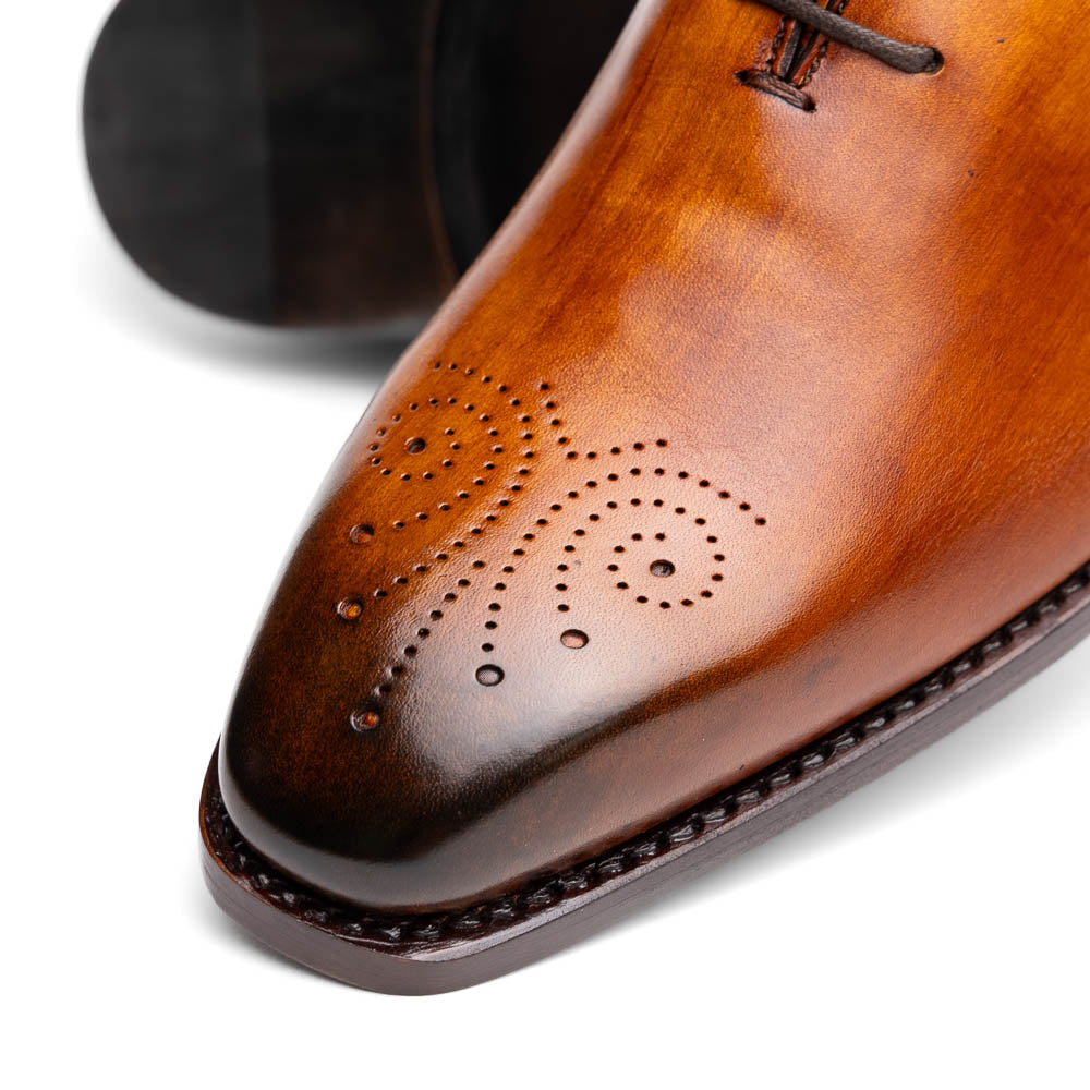 Calzoleria Toscana Torre Wholecut Dress Shoes Dark Caramel