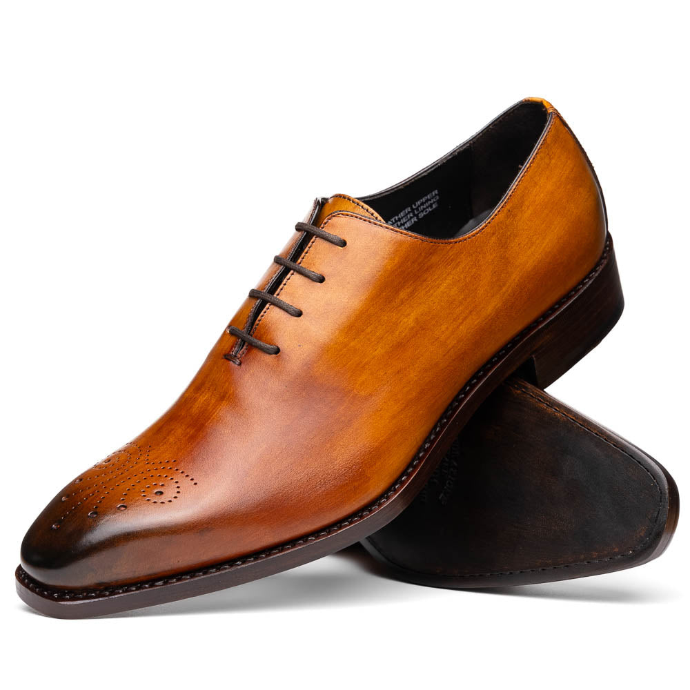 Calzoleria Toscana Torre Wholecut Dress Shoes Dark Caramel