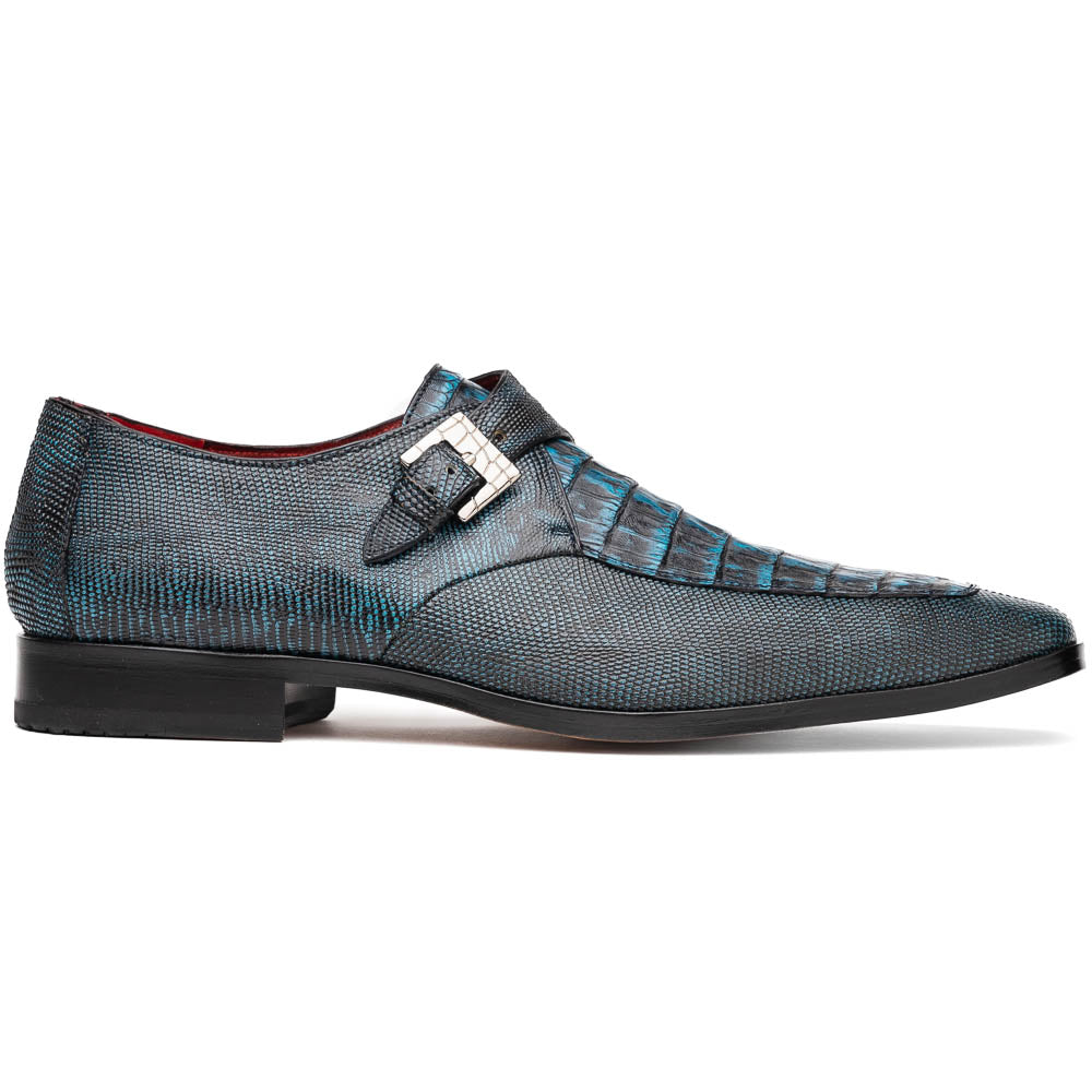 Marco Di Milano Toluca Crocodile & Lizard Monk Strap Blue / Black
