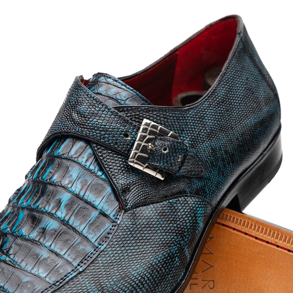 Marco Di Milano Toluca Crocodile & Lizard Monk Strap Blue / Black