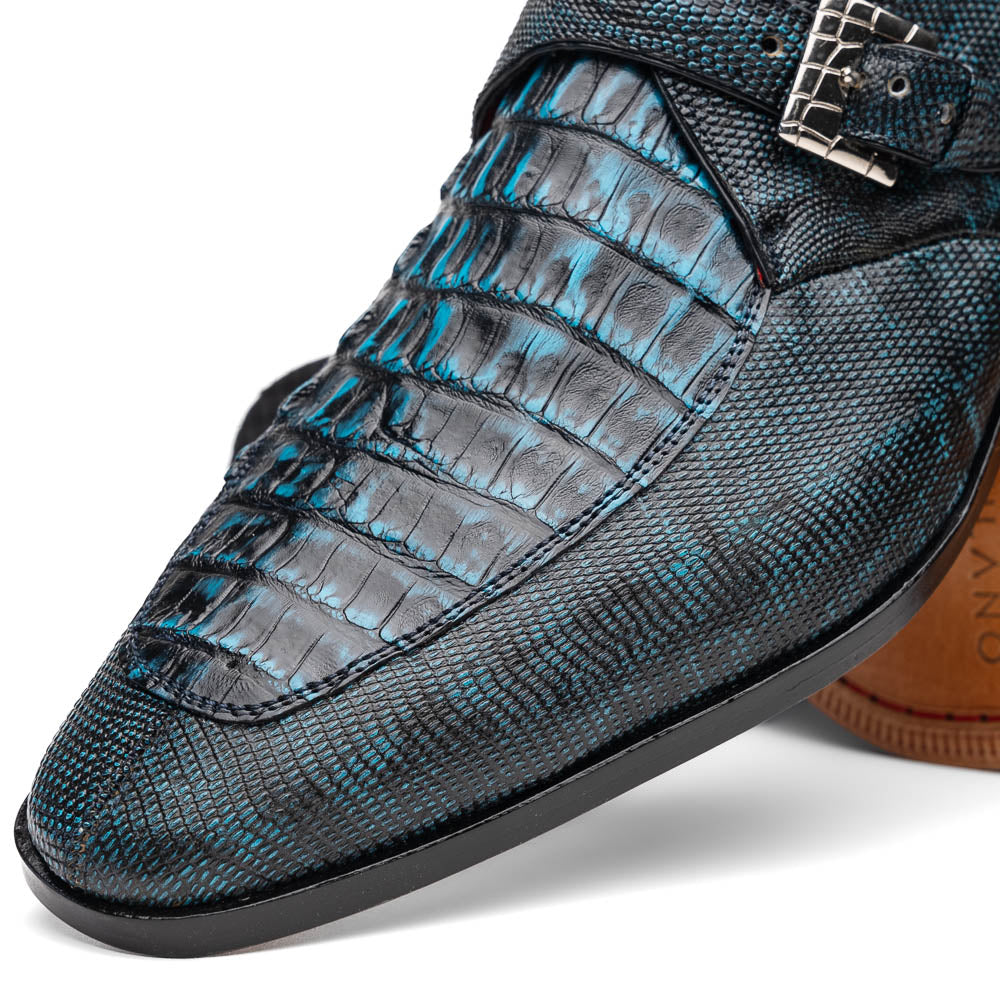 Marco Di Milano Toluca Crocodile & Lizard Monk Strap Blue / Black