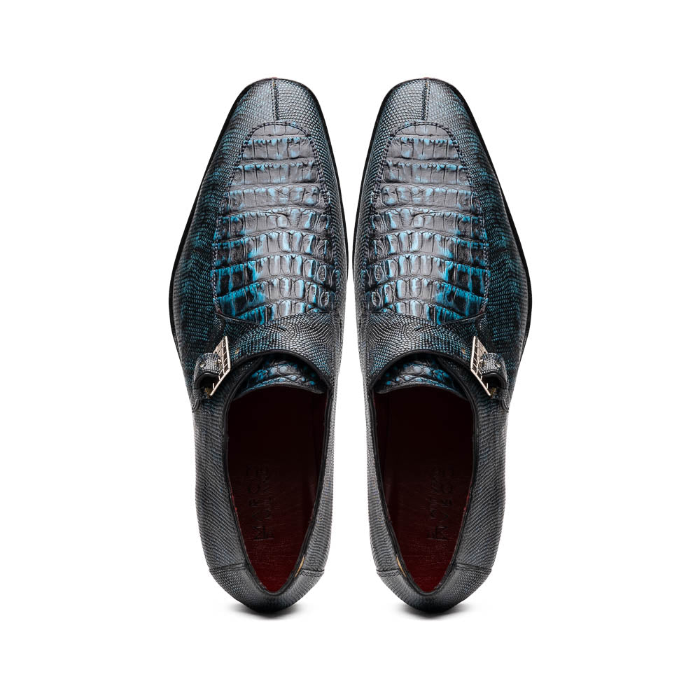 Marco Di Milano Toluca Crocodile & Lizard Monk Strap Blue / Black