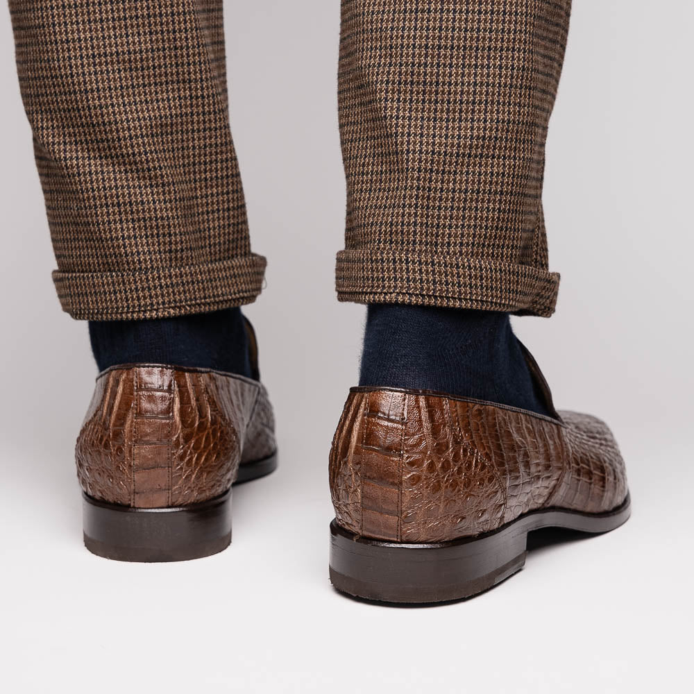 Marco Di Milano Trento Caiman Crocodile Loafers Brown