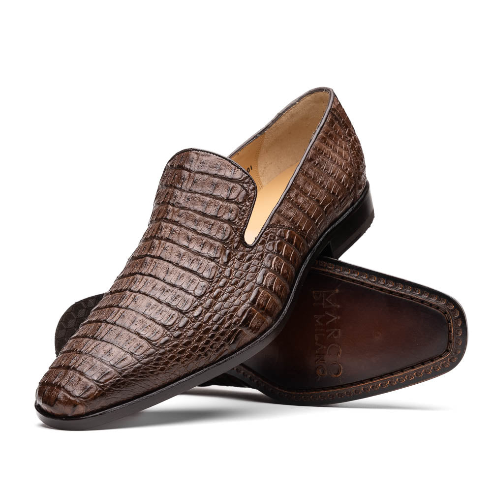 Marco Di Milano Trento Caiman Crocodile Loafers Brown