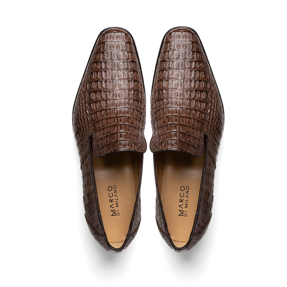 Marco Di Milano Trento Caiman Crocodile Loafers Brown