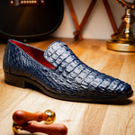 Marco Di Milano Trento Caiman Crocodile Loafers Navy