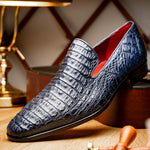 Marco Di Milano Trento Caiman Crocodile Loafers Navy