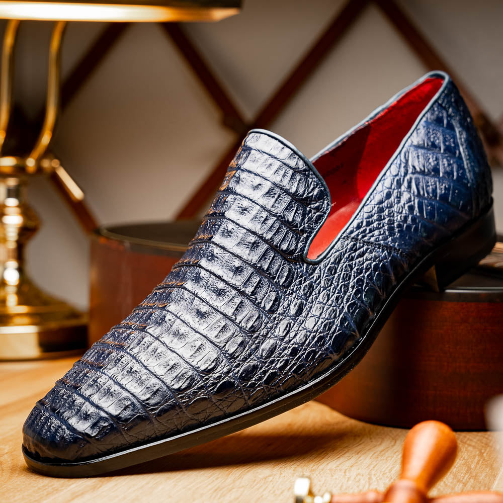 Marco Di Milano Trento Caiman Crocodile Loafers Navy