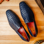 Marco Di Milano Trento Caiman Crocodile Loafers Navy