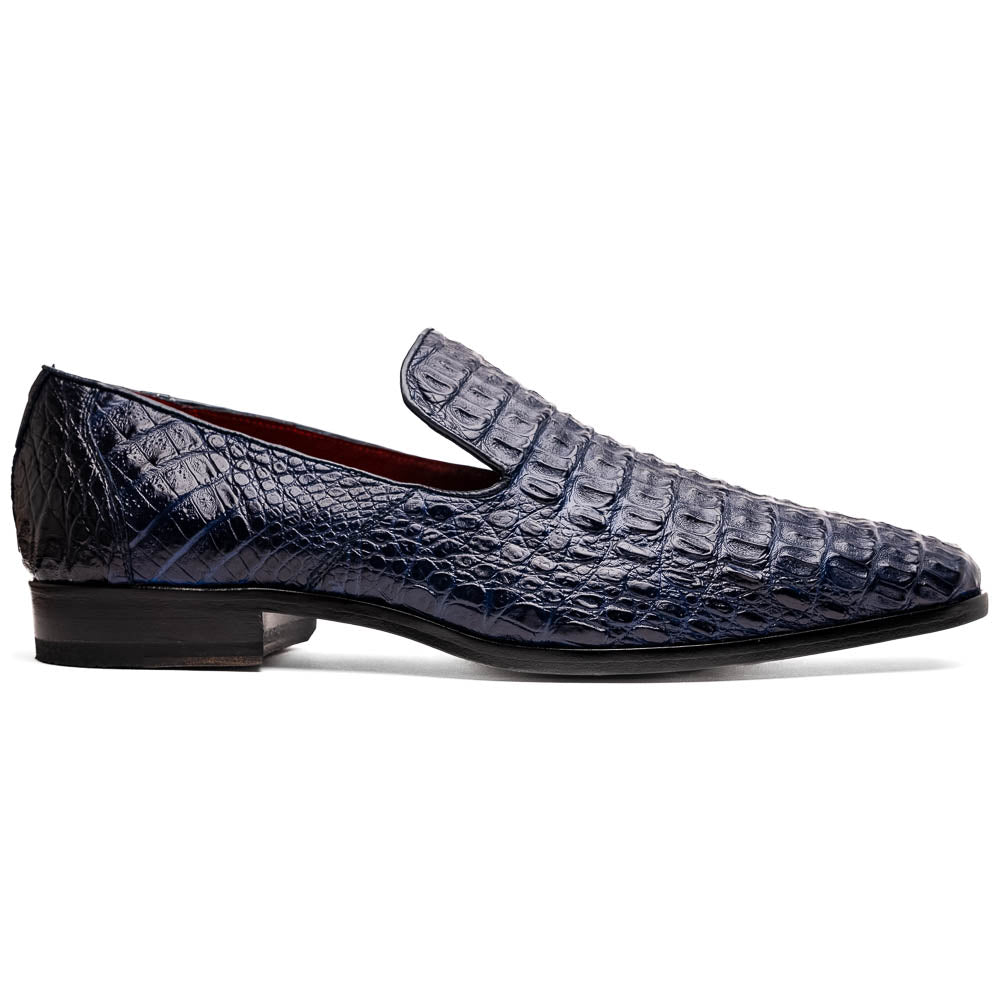 Marco Di Milano Trento Caiman Crocodile Loafers Navy