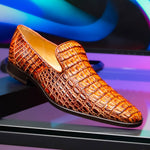 Marco Di Milano Trento Caiman Crocodile Loafers Rustic Cognac