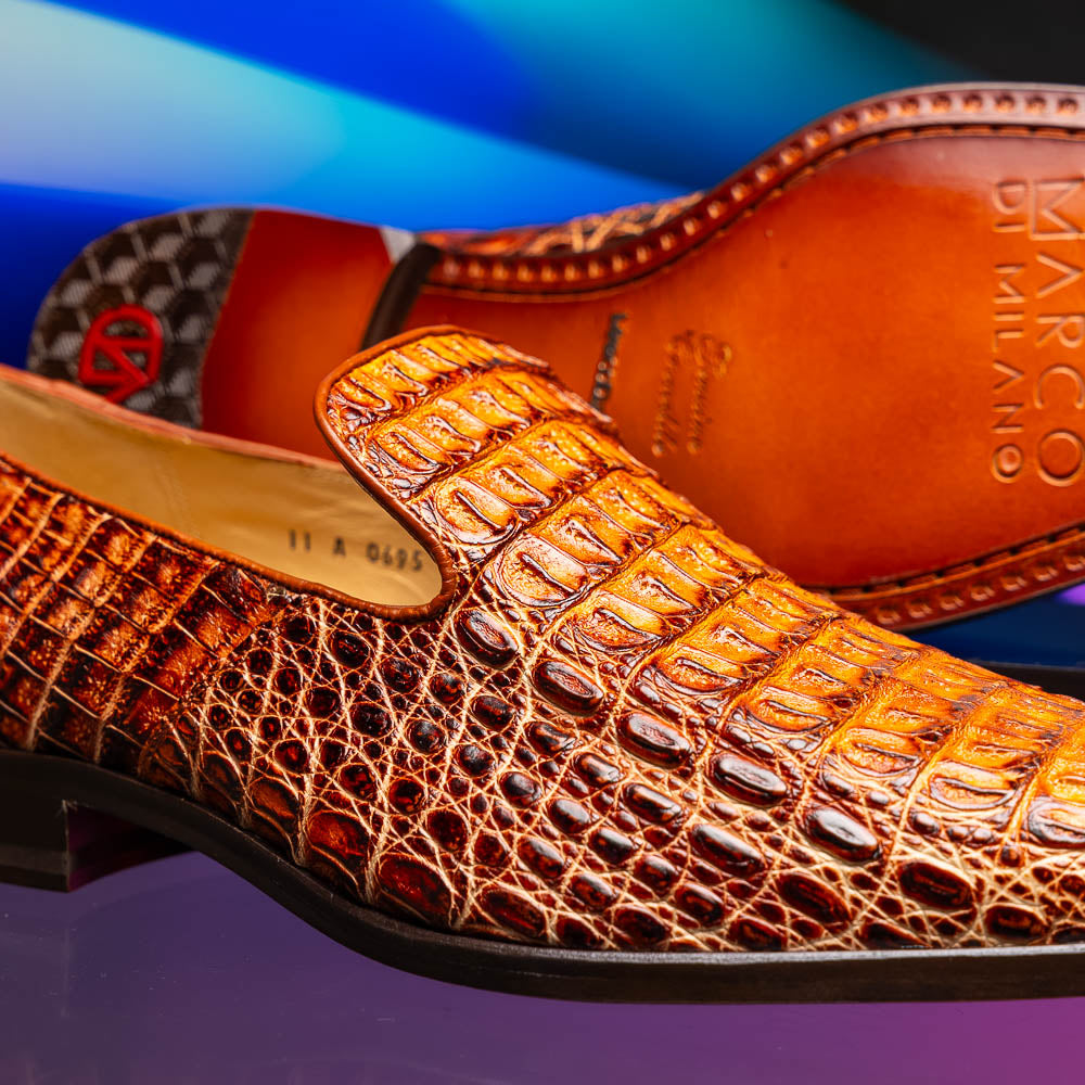 Marco Di Milano Trento Caiman Crocodile Loafers Rustic Cognac