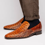 Marco Di Milano Trento Caiman Crocodile Loafers Rustic Cognac