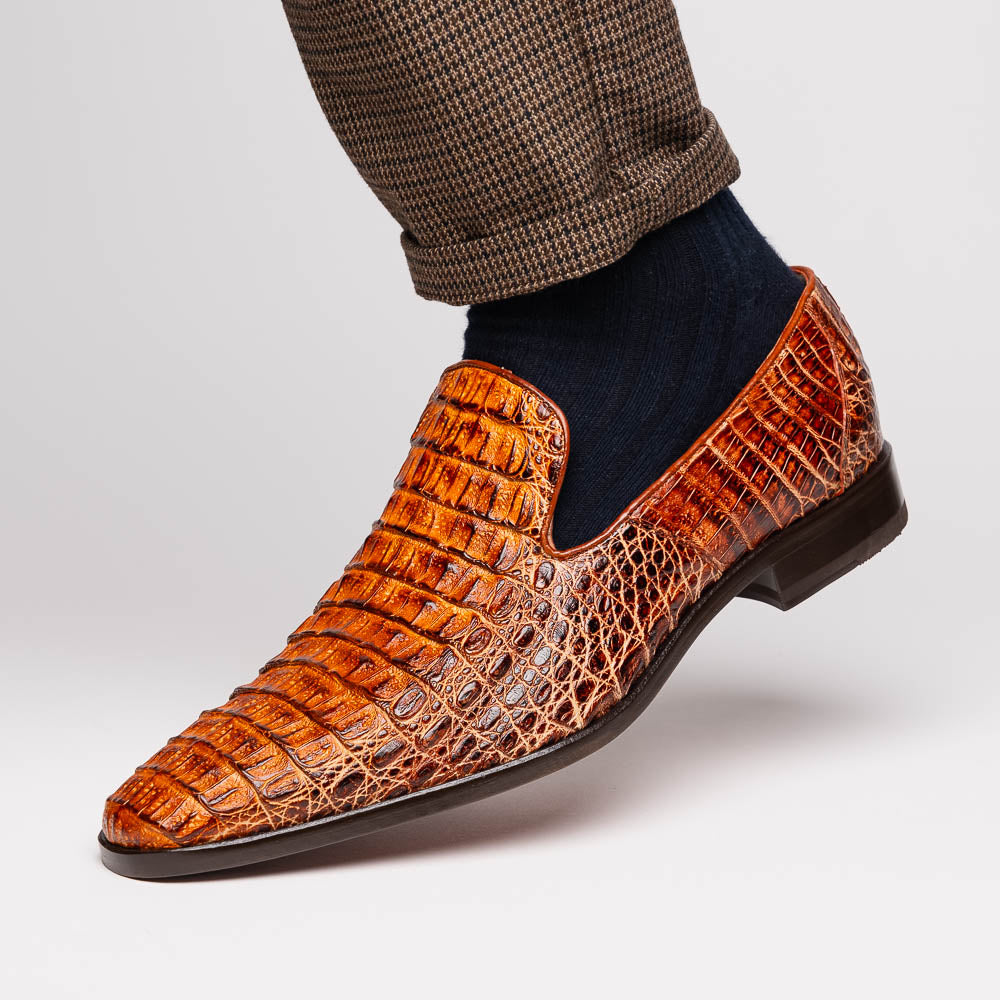 Marco Di Milano Trento Caiman Crocodile Loafers Rustic Cognac