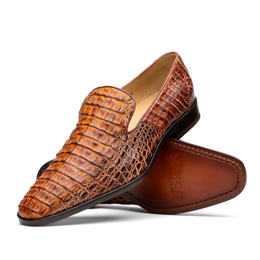 Marco Di Milano Trento Caiman Crocodile Loafers Rustic Cognac