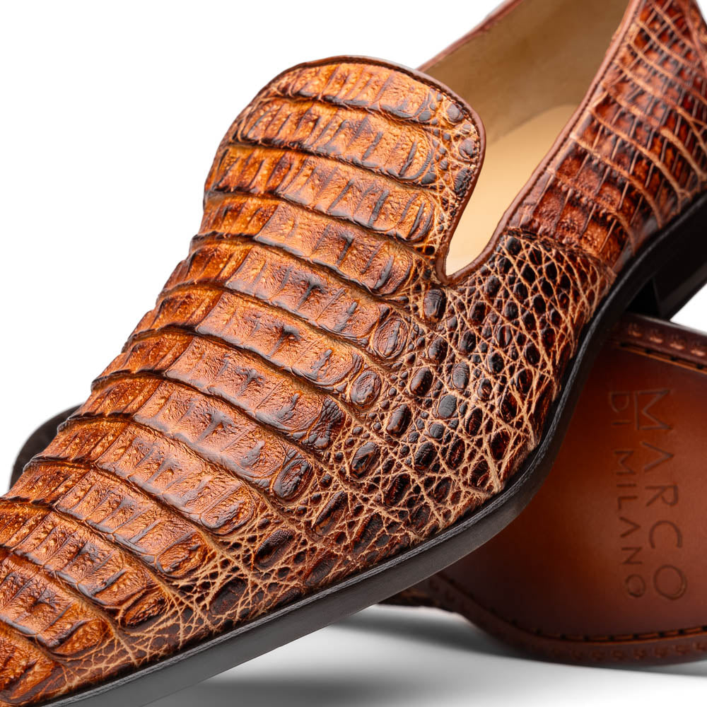 Marco Di Milano Trento Caiman Crocodile Loafers Rustic Cognac