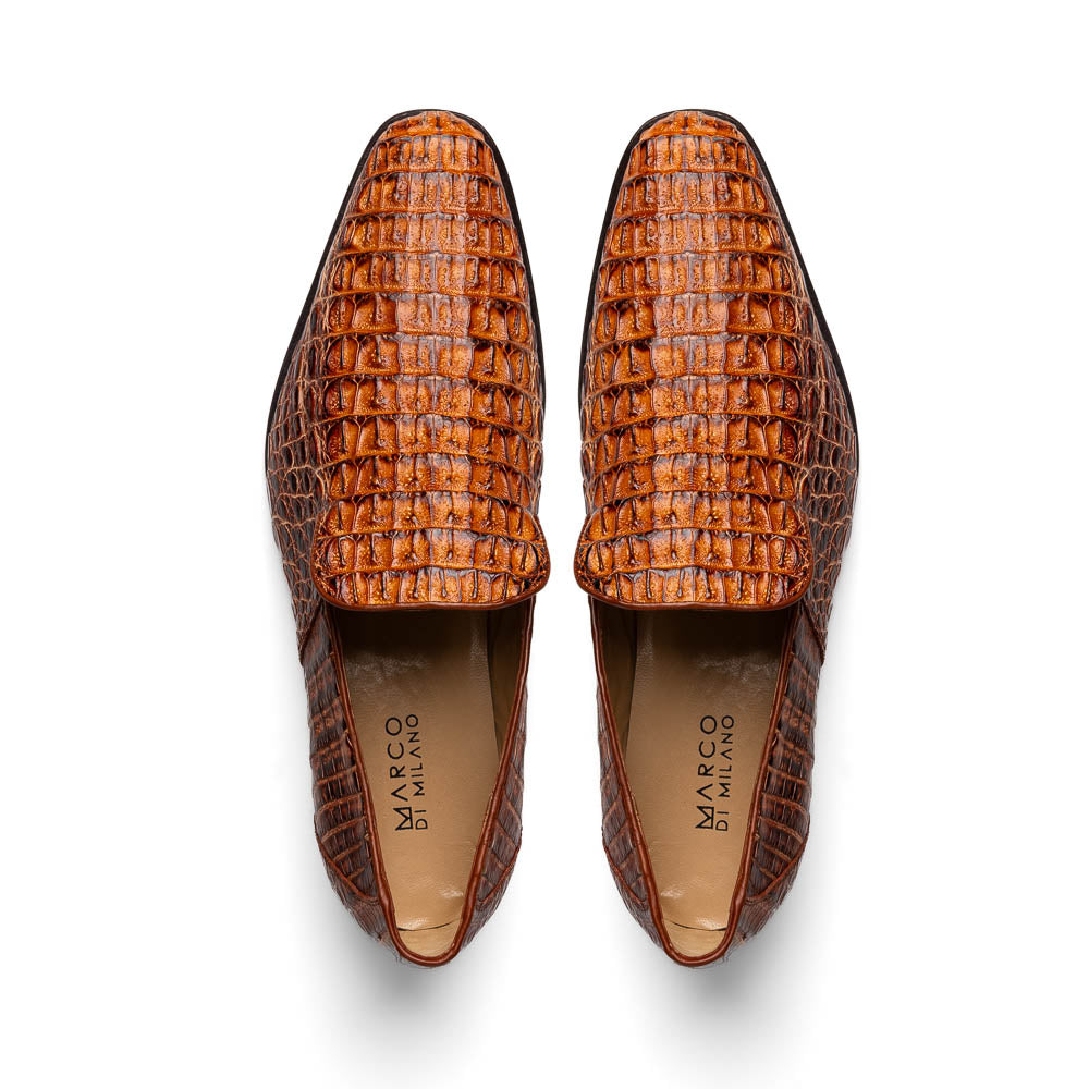 Marco Di Milano Trento Caiman Crocodile Loafers Rustic Cognac
