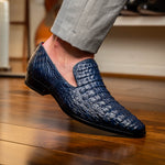 Marco Di Milano Trento Caiman Crocodile Loafers Navy