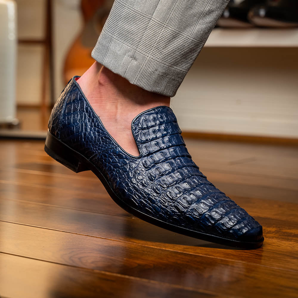 Marco Di Milano Trento Caiman Crocodile Loafers Navy