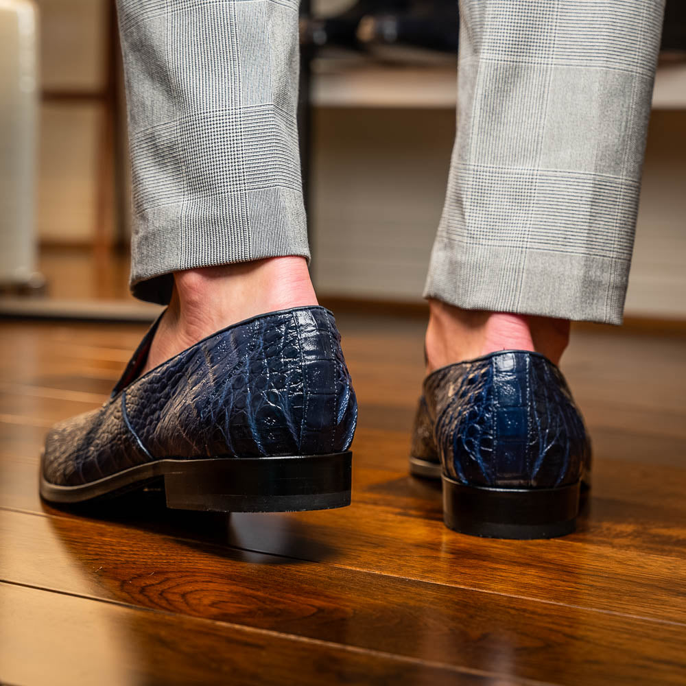 Marco Di Milano Trento Caiman Crocodile Loafers Navy