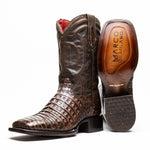 Marco Di Milano Tucson Caiman Crocodile Square Toe Cowboy Boot Aged Brown