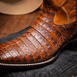 Marco Di Milano Tucson Caiman Crocodile Square Toe Cowboy Boot Aged Maple