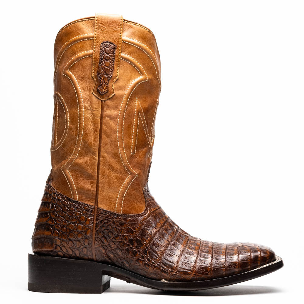 Marco Di Milano Tucson Caiman Crocodile Square Toe Cowboy Boot Aged Maple