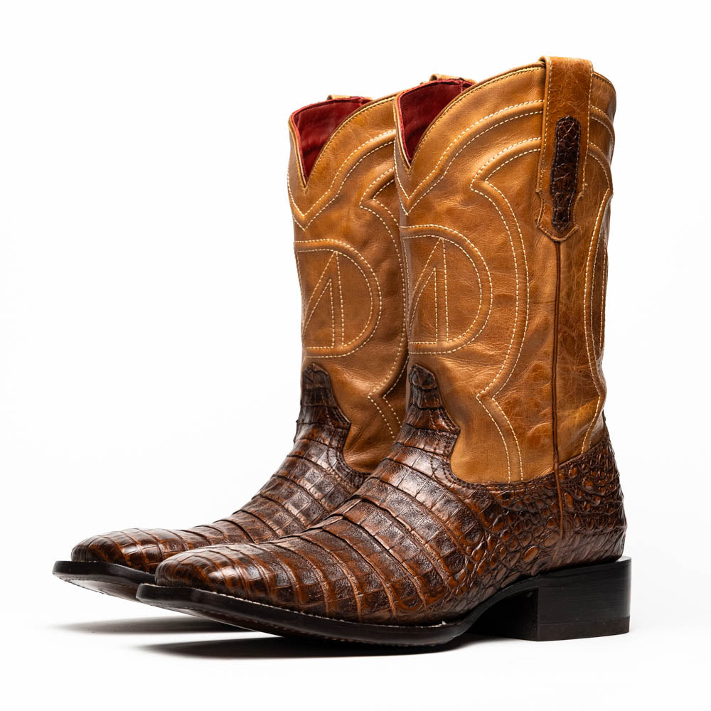 Marco Di Milano Tucson Caiman Crocodile Square Toe Cowboy Boot Aged Maple
