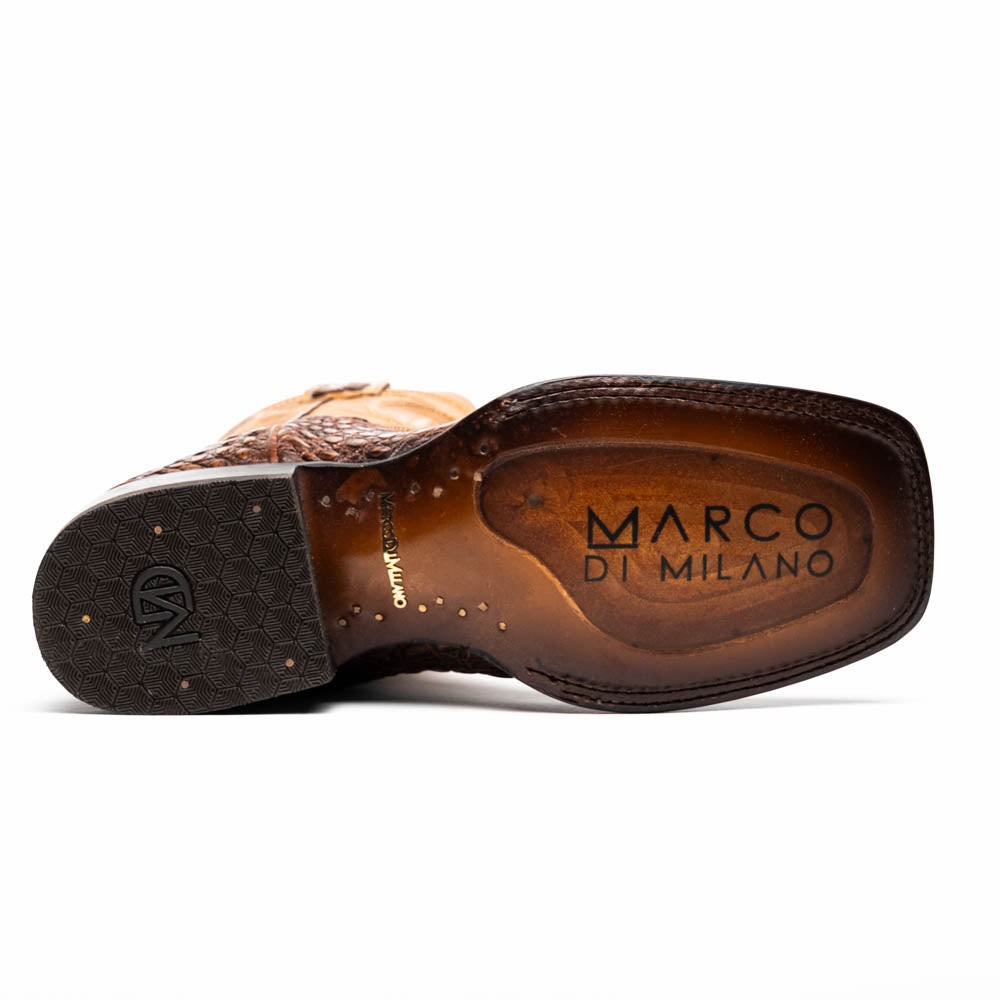 Marco Di Milano Tucson Caiman Crocodile Square Toe Cowboy Boot Aged Maple