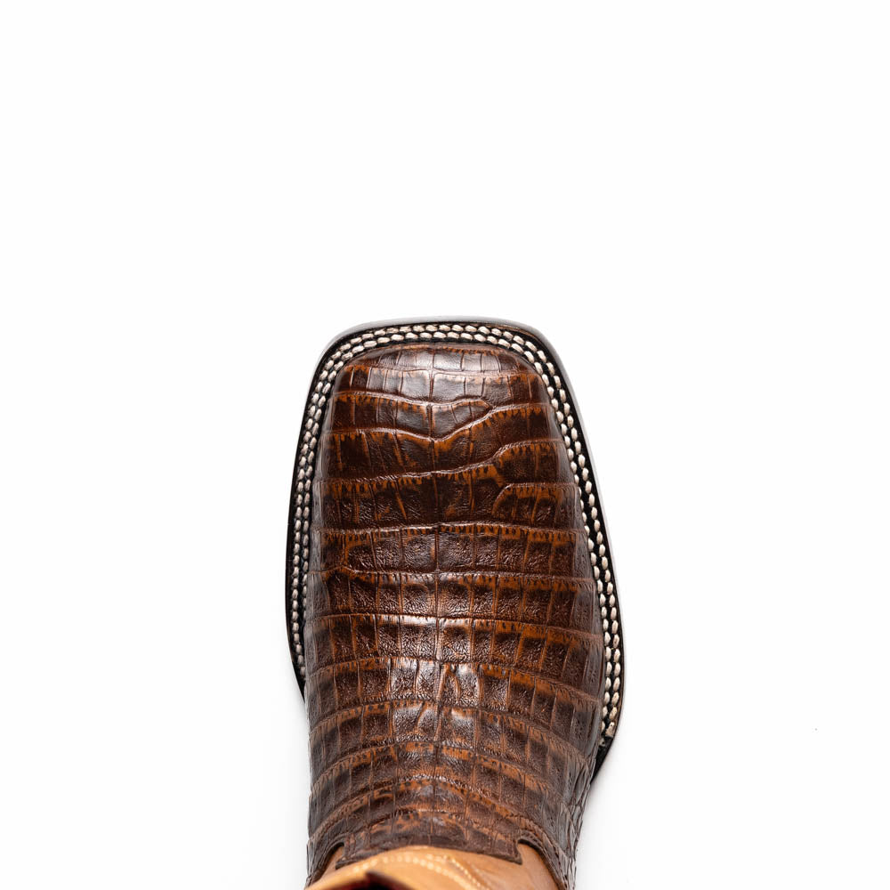 Marco Di Milano Tucson Caiman Crocodile Square Toe Cowboy Boot Aged Maple