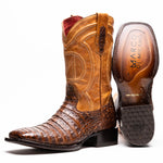 Marco Di Milano Tucson Caiman Crocodile Square Toe Cowboy Boot Aged Maple