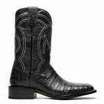 Marco Di Milano Tucson Caiman Crocodile Square Toe Cowboy Boot Black