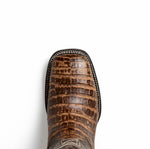 Marco Di Milano Tucson Caiman Crocodile Square Toe Cowboy Boot Stone Brown