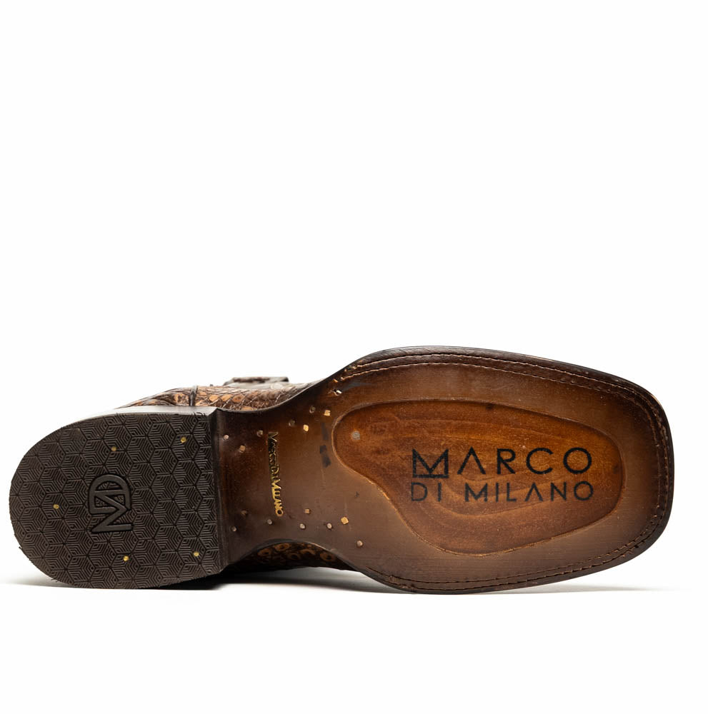 Marco Di Milano Tucson Caiman Crocodile Square Toe Cowboy Boot Stone Brown